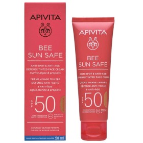 Apivita Bee Sun Safe Anti-Spot & Anti-Age Defense Tinted Golden Face Cream SPF50 Αντηλιακή Κρέμα Προσώπου Κατά Των Πανάδων Με Χρώμα, 50ml