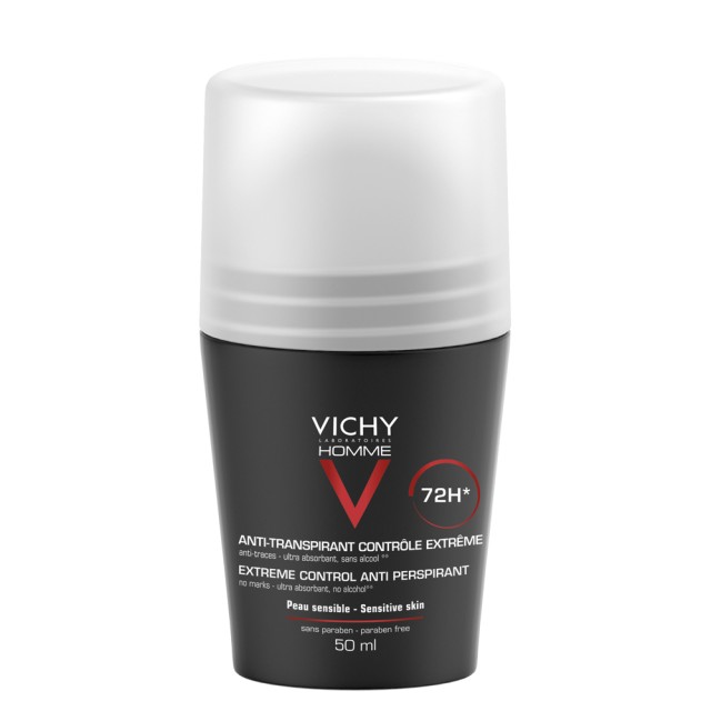 Vichy Deodorant Homme 72h Roll On Ανδρικό Αποσμητικό Έντονης Εφίδρωσης 50ml