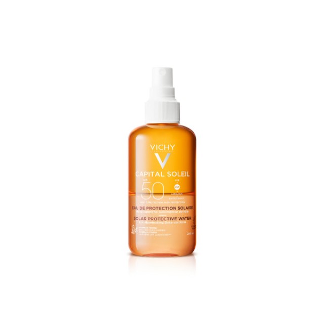 Vichy Capital Soleil Solar Protective Water SPF50 Tan illuminating Αντηλιακό Νερό Προστασίας για Λαμπερό Μαύρισμα 200ml