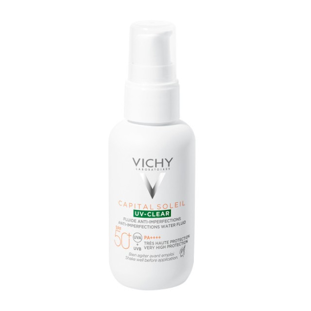 Vichy Capital Soleil UV-Clear Fluid Anti-imperfections SPF50+ Λεπτόρρευστο Αντηλιακό Προσώπου Κατά Των Ατελειών 40ml