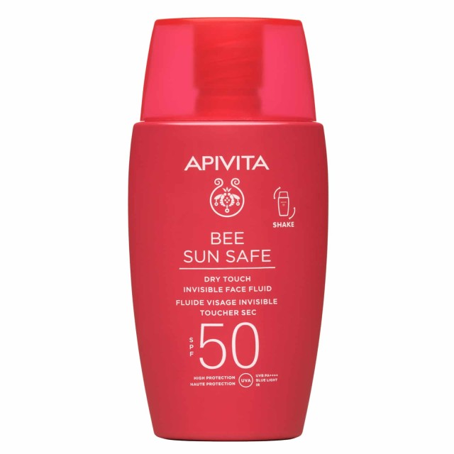Apivita Bee Sun Safe Dry Touch Invisible Face Fluid SPF50, Λεπτόρευστη Αντιηλιακή Κρέμα Προσώπου με Θαλάσια Φύκη & Πρόπολη, 50ml