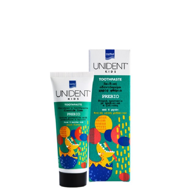 Intermed Unident Kids Toothpaste Prebio Παιδική Οδοντόκρεμα Με Πρεβιοτικά & Γεύση Ροδάκινο Για Παιδιά Από 6m, 50ml