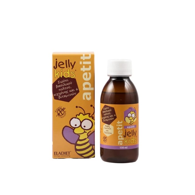 Eladiet Jelly Kids Apetit Σιρόπι Βασιλικού Πολτού & Βιταμινών με Γεύση Φράουλα Χωρίς Γλουτένη, 150ml