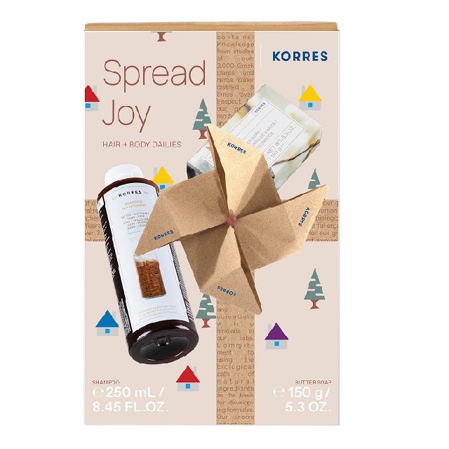 Korres Πακέτο Spread Joy Hair & Body Dailies Shampoo Σαμπουάν, 250ml & Butter Soap Σαπούνι Σώματος Αγνό Βαμβάκι, 150g