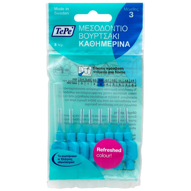 TePe Μεσοδόντια Βουρτσάκια No3 0.6mm Μπλε, 8τμχ