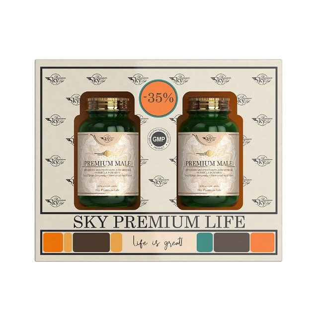 Sky Premium Life Πακέτο Premium Male Συμπλήρωμα Διατροφής Για Άνδρες, 2x60 Ταμπλέτες