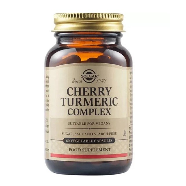 Solgar Cherry Turmeric Complex Συμπλήρωμα Διατροφής Με Εκχύλισμα Κουρκουμά & Κερασιού, 60 Φυτικές Κάψουλες